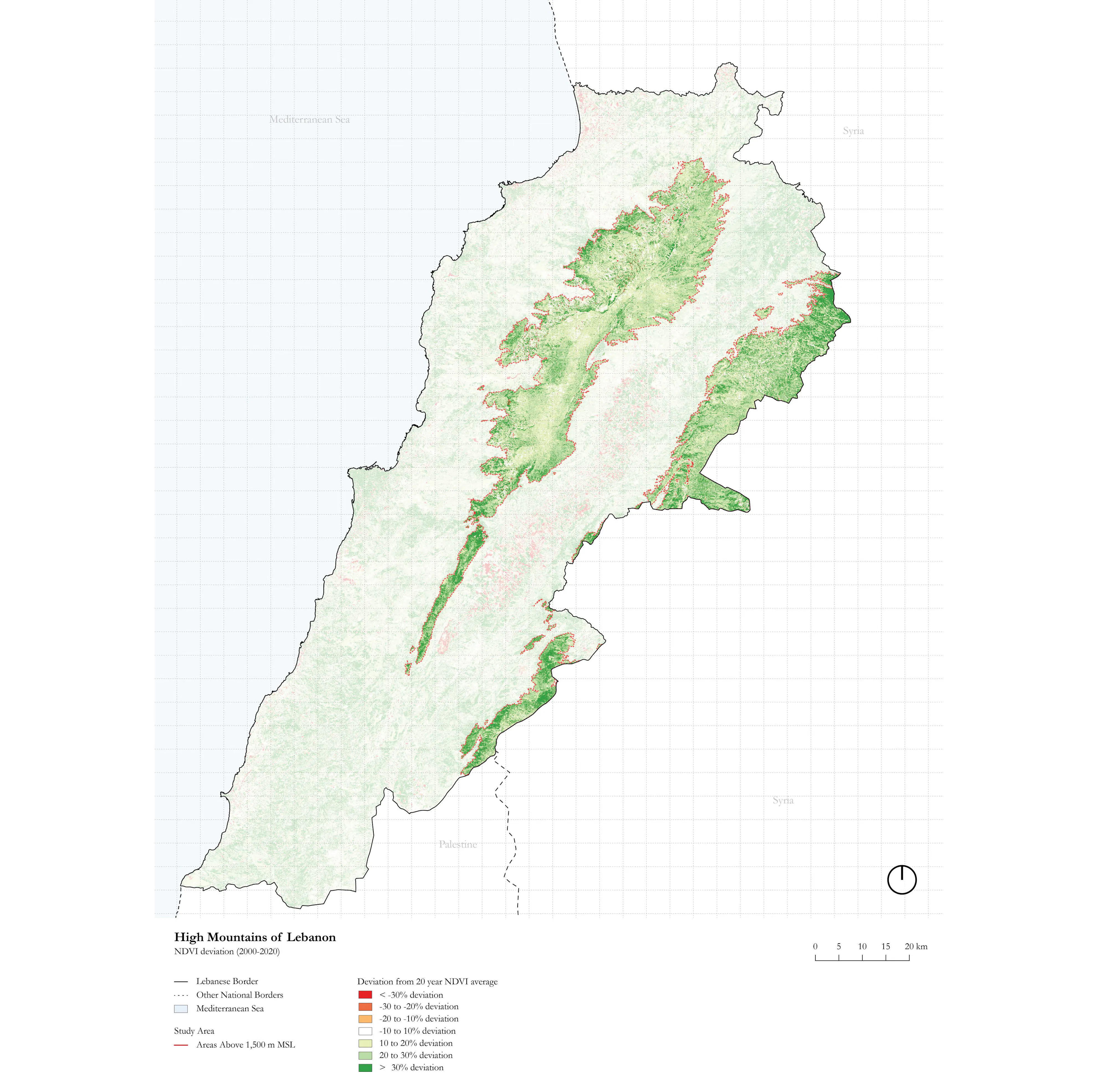 NDVI deviation over 20 years